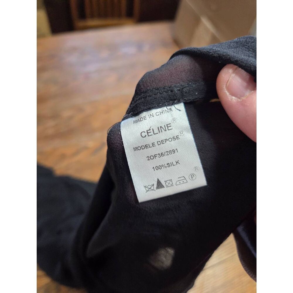 Celine black sheer long sleeve shirt sz Medium - Picture 3 of 4